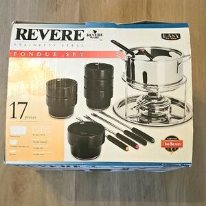 New In Box Revereware Stainless Steel Fondue Set 17 Pieces
